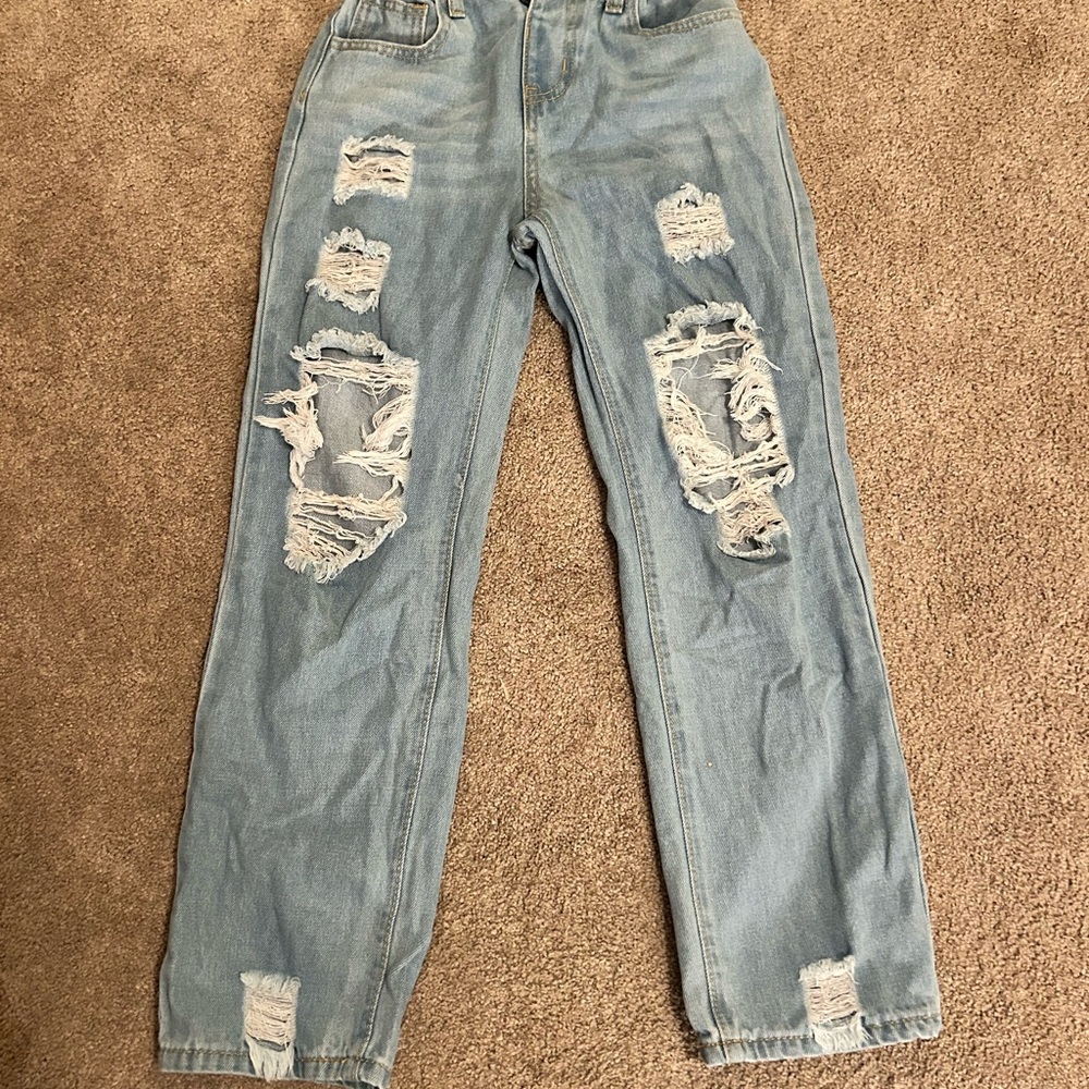 Girls shein ripped distressed denim jeans size 11/12 youth